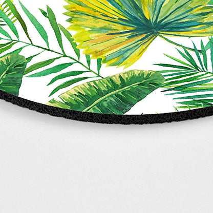 Green Palm Leaves Round Mouse Pad - Customized Non Slip Rubber Gaming Mouse Pad - color: Multi 13