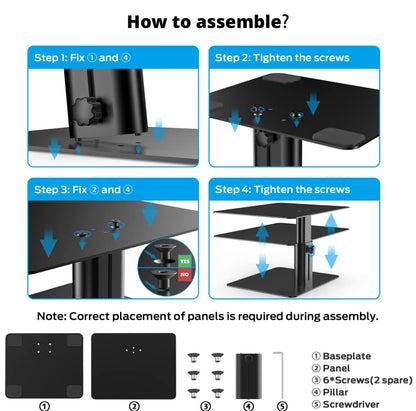 BoYata Monitor Stand, Adjustable Height Metal Desktop Riser, Black - color: Black