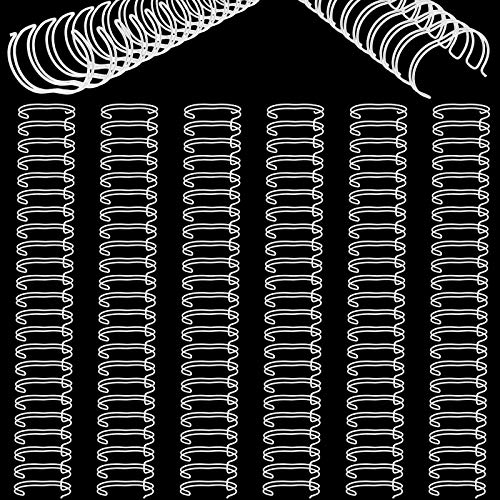 Zonon 6 Pieces Binding Wire Twin Loop Spines Double Loop Binding Wire 1 Inch Cinch Diameter 23 Holes for Teacher Student Document Notebook Making(White) - color: White