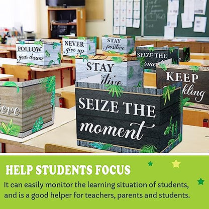 Honoson 24 Pcs Inspirational Privacy Folders for Students | Cardboard Desk Shields with Motivational Words, 6 Designs for Classroom Study, Tri-fold Exam Dividers, Bulk Test Boards - style: Leaves