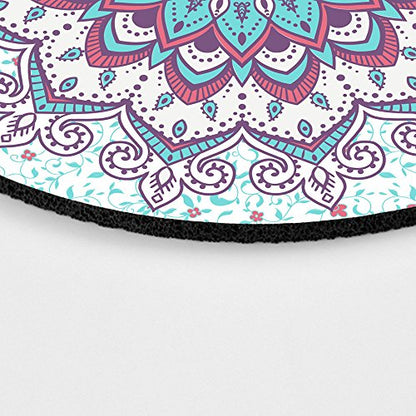Islamic Style Pattern Mouse Pad,Abstract Round Ornament Circle Mandala Pattern Round Non-Slip Rubber Mouse Pad Mousepad Mat - color: Multi 11