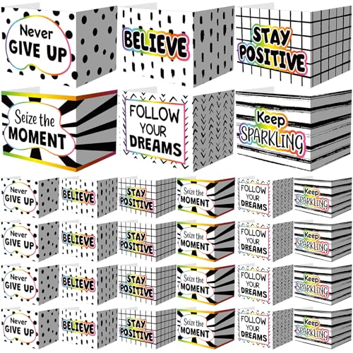 Honoson 24 Pcs Inspirational Privacy Folders for Students | Cardboard Desk Shields with Motivational Words, 6 Designs for Classroom Study, Tri-fold Exam Dividers, Bulk Test Boards - style: Polka Dot