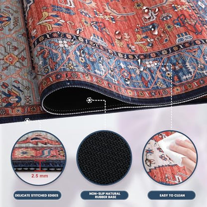 iLeadon Persian Rug Mouse Pad, Large Desk Mat for Keyboard and Mouse | Computer Desk Cover Mat with Smooth Lycra Surface, Mousepad with Non-Slip Base, Keyboard Mats for Women Office, Home - color: Terracotta Red