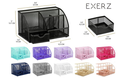 Exerz Metal Mesh Desk Organizer 7 Compartments with Drawer Light Purple - color: Light Purple