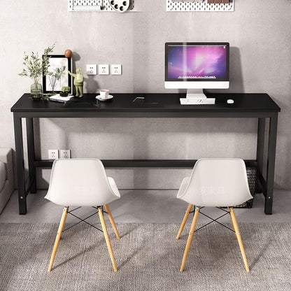 LAKIQ Rectangular Home Office Computer Desk, Manufactured Wood Top Narrow Writing Desk, Small Narrow Computer Table Workstation with Crossbeam, Without Chairs (Black-Black, 39.4" L x 11.8" W x 29" H) - color: Black-black, size: 39.4"L x 11.8"W x 29"H