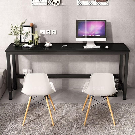 LAKIQ Rectangular Home Office Computer Desk, Manufactured Wood Top Narrow Writing Desk, Small Narrow Computer Table Workstation with Crossbeam, Without Chairs (Black-Black, 39.4" L x 11.8" W x 29" H) - color: Black-black, size: 39.4"L x 11.8"W x 29"H