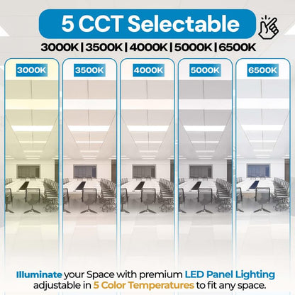 16 Pack 2x4 LED Flat Panel Light for Drop Ceiling, 9360lm Selectable 30W/40W/50W/60W/72W, Color Temperature 3000K/3500K/4000K/5000K/6500K, 0-10V Dimmable, 120-277V, ETL - size: 2X4 FT LED 16 Pack