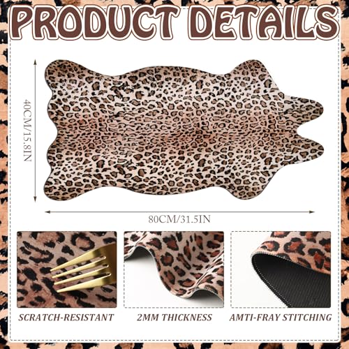 Sabary Leopard Print Desk Mat Cheetah Print Desk Accessories 31.5"x15.8" - color: Brown,black, style: Leopard Print