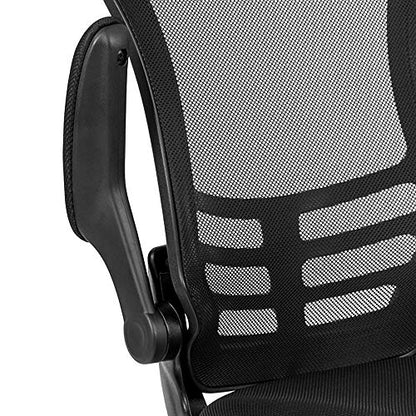 Flash Furniture Mesh Reception Chair with Flip-Up Arms, Black - color: Black Mesh