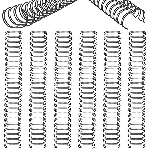 Zonon 6 Pieces Binding Wire Twin Loop Spines Double Loop Binding Wire 1 Inch Cinch Diameter 23 Holes for Teacher Student Document Notebook Making(Black) - color: Black
