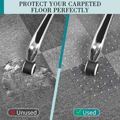 Office Chair Mat for Carpeted Floors, 45'' x 53'' Large Desk Chair Mat for Low Carpets, Premium Quality Hard Carpet Protector for Work, Home, Gaming, Easy Glide and Flat Without Curling - size: 45" X 53" Rectangle