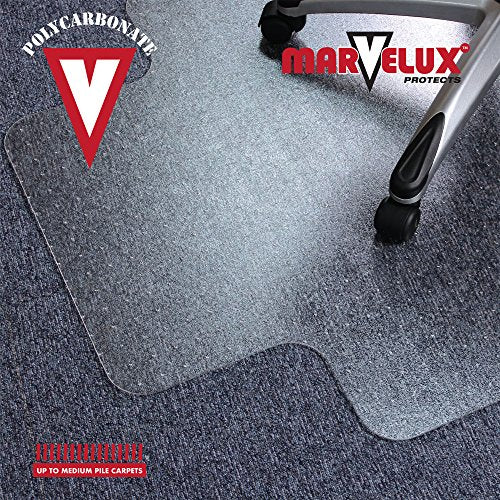 Marvelux 36" x 48" Heavy Duty Polycarbonate Office Chair Mat with Lip for Carpets, 2 Pack, Clear Carpet Protector for Low, Standard and Medium Pile Carpeted Floors, Shipped Flat, Multiple Sizes - size: 36" x 48" (With Lip) 2 Pack