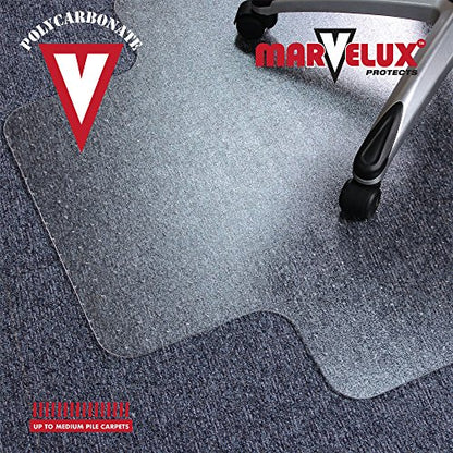 Marvelux 36" x 48" Heavy Duty Polycarbonate Office Chair Mat with Lip for Carpets, 2 Pack, Clear Carpet Protector for Low, Standard and Medium Pile Carpeted Floors, Shipped Flat, Multiple Sizes - size: 36" x 48" (With Lip) 2 Pack