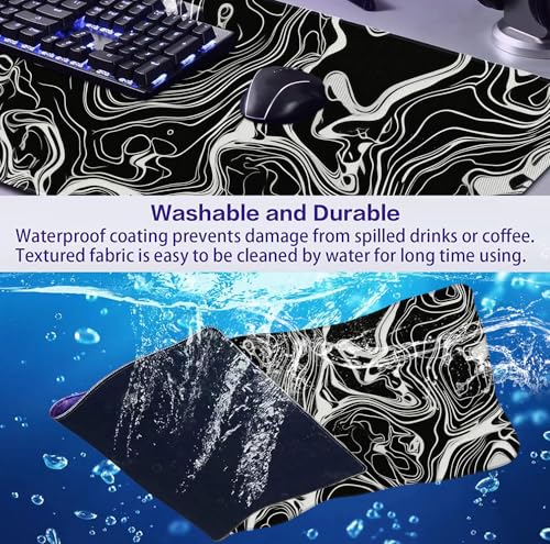 Marble Patterned XL Gaming Mouse Pad, Suitable for Office and Study Mouse Pads - color: Abstract Lines