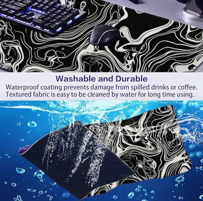Marble Patterned XL Gaming Mouse Pad, Suitable for Office and Study Mouse Pads - color: Abstract Lines