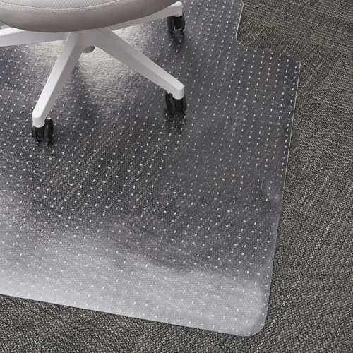 Staples Office Chair Mat, Clear, 35.5x47.5 Inch, Flat-Pile Carpet, with Lip | Extended under-desk coverage for smooth chair glide on carpeted office floors. - size: 35.5" x 47.5", style: Flat-Pile