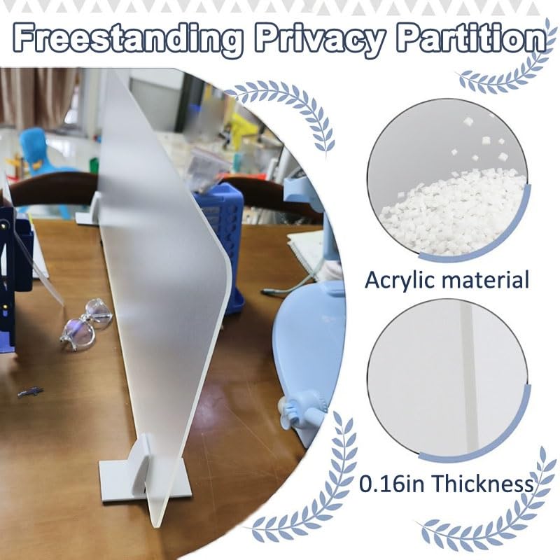 Acrylic Desk Privacy Divider, Freestanding Table Partition Panel, Portable Board with Clamps for Offices Library(15.7x31.5in) - size: 15.7x31.5in