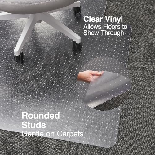 Staples Office Chair Mat, Clear Floor Mats, Flat-Pile Carpets, 60 x 46 Inch, Smooth Glide - size: 46'' x 60'', style: Flat-Pile