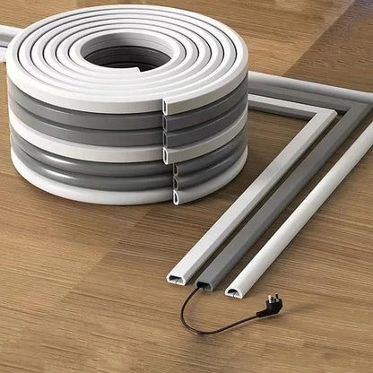 15mm 3M Invisible Adhesive Cable Raceway - Anti-Step Cord Protector Soft Wire Cover with Cap for Wall Home Office Use