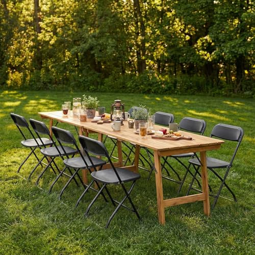 DUMOS Plastic Folding Chairs 10 Pack, Patio Dining Foldable Sets, Outdoor - color: Black, size: 10
