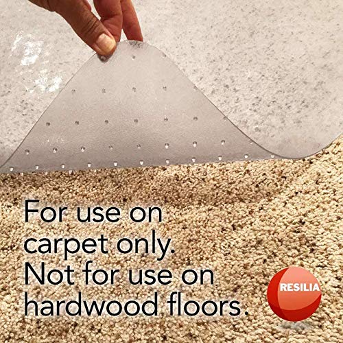 RESILIA Office Desk Chair Mat with Lip - for Low Pile Carpet (with Grippers) Clear, 45 Inches x 53 Inches, Made in The USA - color: Clear, size: 45" x 53" with lip