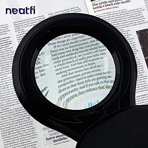 Neatfi LED Magnifying Lamp 1,200 Lumens with Clamp – 5” 5-Diopter Glass Lens, Dimmable Task Light | Adjustable Arm | Reading, Sewing & Crafting (Black, 5-Diopter) - color: Black, size: 5-Diopter