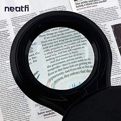 Neatfi LED Magnifying Lamp 1,200 Lumens with Clamp – 5” 5-Diopter Glass Lens, Dimmable Task Light | Adjustable Arm | Reading, Sewing & Crafting (Black, 5-Diopter) - color: Black, size: 5-Diopter
