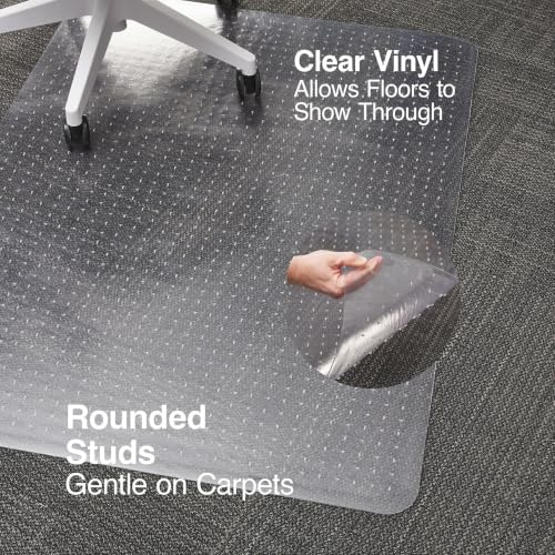 Staples Office Chair Mat, Clear Floor Mats, Medium-Pile Carpets, 60 x 46 Inch, Smooth Glide - size: 46'' x 60'', style: Medium-Pile