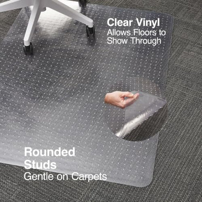 Staples Office Chair Mat, Clear Floor Mats, Medium-Pile Carpets, 60 x 46 Inch, Smooth Glide - size: 46'' x 60'', style: Medium-Pile