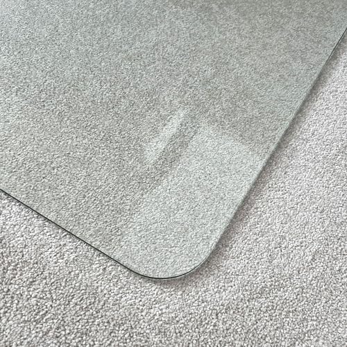 Marvelux Tempered Glass Office Chair Mat for Carpet & Hardwood Floors Clear Carpeted & Hard Floor Protector, Executive Thick Chair Mat for High & All Pile Carpets & Hard Wood with No Slip Pads 36”x40”