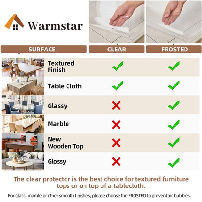 Warmstar Clear Table Cover Protector 14 x 24 Inch,1.5mm Thick Table Cover - size: 14" x 24"