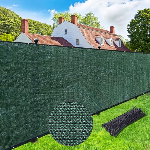 UPGRADE Privacy Screen 4' x 25' Fence Commercial Shade Cover with Brass Grommets Heavy Duty Perfect for Outdoor Back Yard, Dark Green, Customizable - color: Dark Green, size: 0 4' x 2 5'