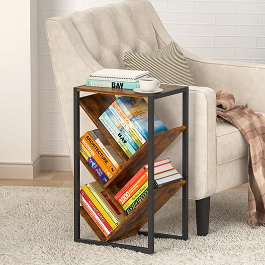 Cutogxon Small Bookcase - 5 Tier Tree Bookshelf with EVA Pads, Book Shelf for Small Spaces Bookshelves Wooden Book Storage Organizer Shelves for Hardcover Books Bedroom Living Room - color: Vintage Brown, size: 5 Tier