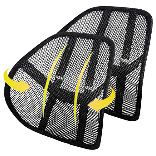 kingphenix 2-Pack Mesh Lumbar Support for Car and Office Chair Comfort | Breathable Mesh Back Support with Adjustable Curvature and Elastic Straps for Driving, Office Use and Long Sitting, Black