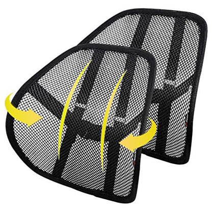 kingphenix 2-Pack Mesh Lumbar Support for Car and Office Chair Comfort | Breathable Mesh Back Support with Adjustable Curvature and Elastic Straps for Driving, Office Use and Long Sitting, Black
