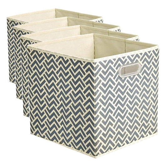 Amazon Basics Collapsible Cube Storage Organizer Bins, 24-Pack, 10.5 x 10.5 x 11 inches, Chevron Grey - color: Chevron Grey, size: 24-Pack