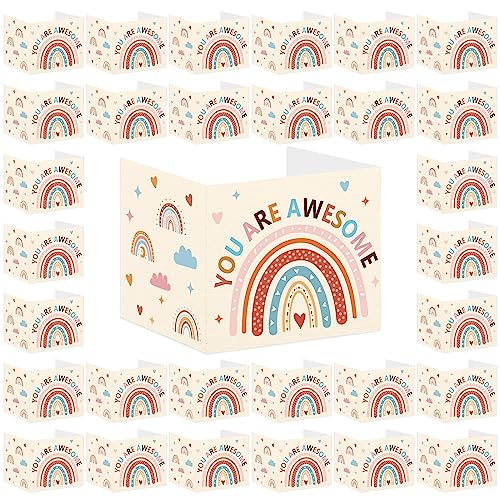 Whaline 30Pcs Privacy Boards Boho Classroom Desk Dividers Colorful Rainbow Heart You are Awesome Desk Privacy Panel Foldable Screen Partition for School Teacher Student Test Supplies
