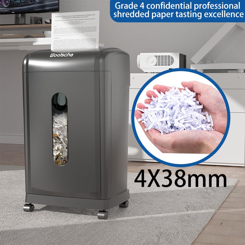 19-Sheet Heavy Duty Paper Shredder for Home Office P-4 Security Cross Cut Ultra Quiet 56 dB Operation 15 Min Continuous Run Auto Jam Reverse Large 7.93 Gallon Bin Shreds Paper Cardboard Credit Cards
