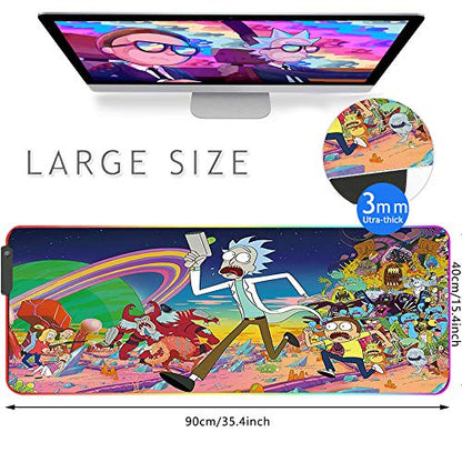 RGB Mouse Pad, Imegny Large Extended Soft Led Mouse Mat with Different Lighting Modes, 900 x 400mm / 35.4 * 15.7Inch - color: 90x40 Rgrikrun
