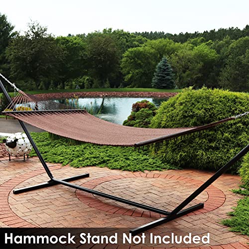 Sunnydaze 75" x 55" Bed, Heavy-Duty Double Rope Hammock for Outside, Mocha - color: Mocha