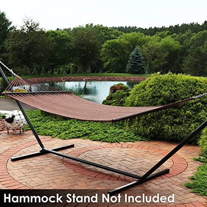 Sunnydaze 75" x 55" Bed, Heavy-Duty Double Rope Hammock for Outside, Mocha - color: Mocha