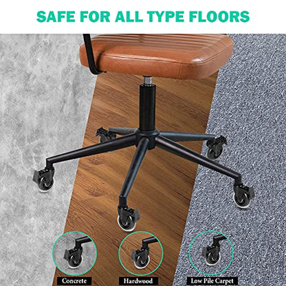Hirate 3 inch Threaded 3/8"-16UNC Swivel Stem Casters with Brake | Set of 5 Lockable Wheels with Hex Nuts, Heavy Duty Caster Replacement for Office Chairs Home Furniture and Shelves, Carts