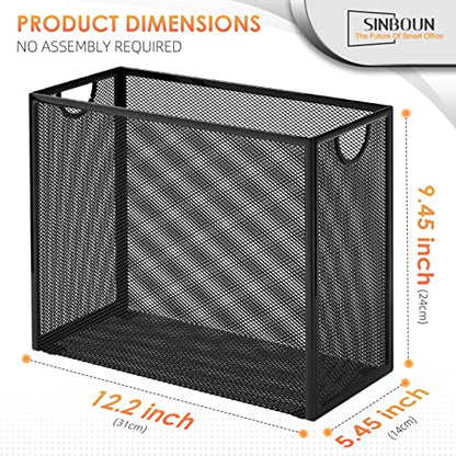 Sinboun Hanging File Organizer Includes 5 Hanging Folders for Office, Black - color: Includes 5 Grey Folders