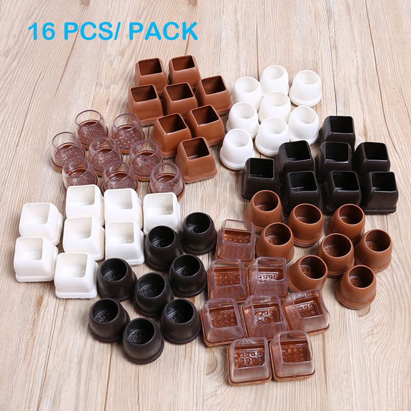 16 Pack Chair Leg Floor Protectors for Hardwood Floors, Round Rubber Furniture Sliders, 360°Felt Pad Bottom Wrapped Thickening Silicone Furniture Legs Caps Covers(Round,Black-L) - size: Black-L