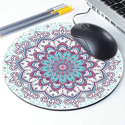 Islamic Style Pattern Mouse Pad,Abstract Round Ornament Circle Mandala Pattern Round Non-Slip Rubber Mouse Pad Mousepad Mat - color: Multi 11