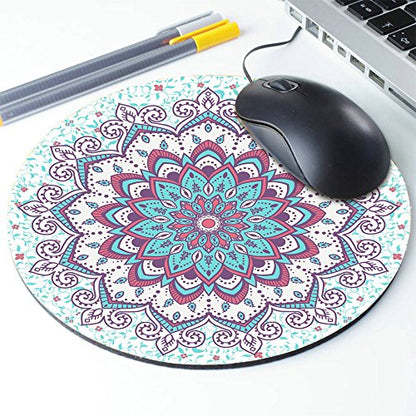 Islamic Style Pattern Mouse Pad,Abstract Round Ornament Circle Mandala Pattern Round Non-Slip Rubber Mouse Pad Mousepad Mat - color: Multi 11