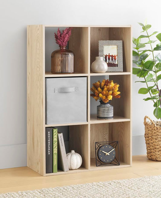 Whitmor 6 Cube Bookcase Storage Organizer, 3 Tier Stackable MDF Bookshelf, Open Storage Display Shelf, Storage Cabinet for Living Room, Bedroom, Home, Office, 23.9" L x 11.7" W x 35.5" H, Sonoma Oak - color: Sonoma Oak, size: 6 Cube, 3 Tier