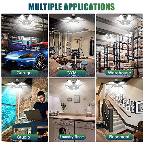 2-Pack LED Garage Lights, 160W 16000LM 6500K Garage Lights Ceiling Led Bulb with 6+1 Adjustable Panels, LED Shop Light for Basement Workshop Attic - size: 6+1 S 2pack
