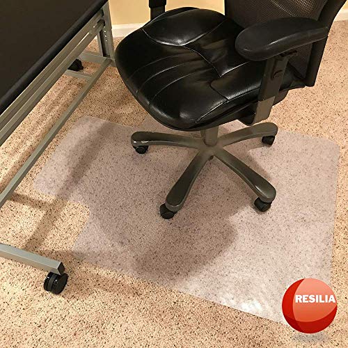 RESILIA Office Desk Chair Mat with Lip - for Low Pile Carpet (with Grippers) Clear, 36 Inches x 48 Inches, Made in The USA - color: Clear, size: 36" x 48" with lip