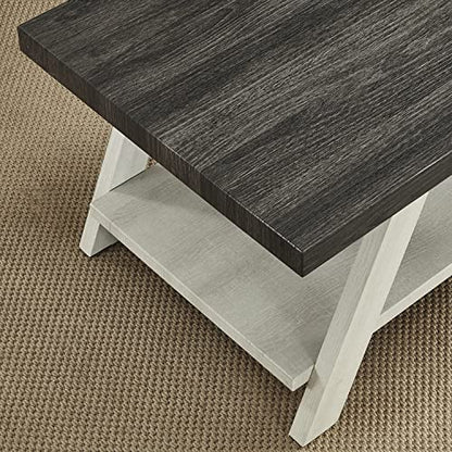 Roundhill Furniture Athens Contemporary Wood Shelf End Table, Weathered Walnut and Gray - color: Weathered Walnut and Gray